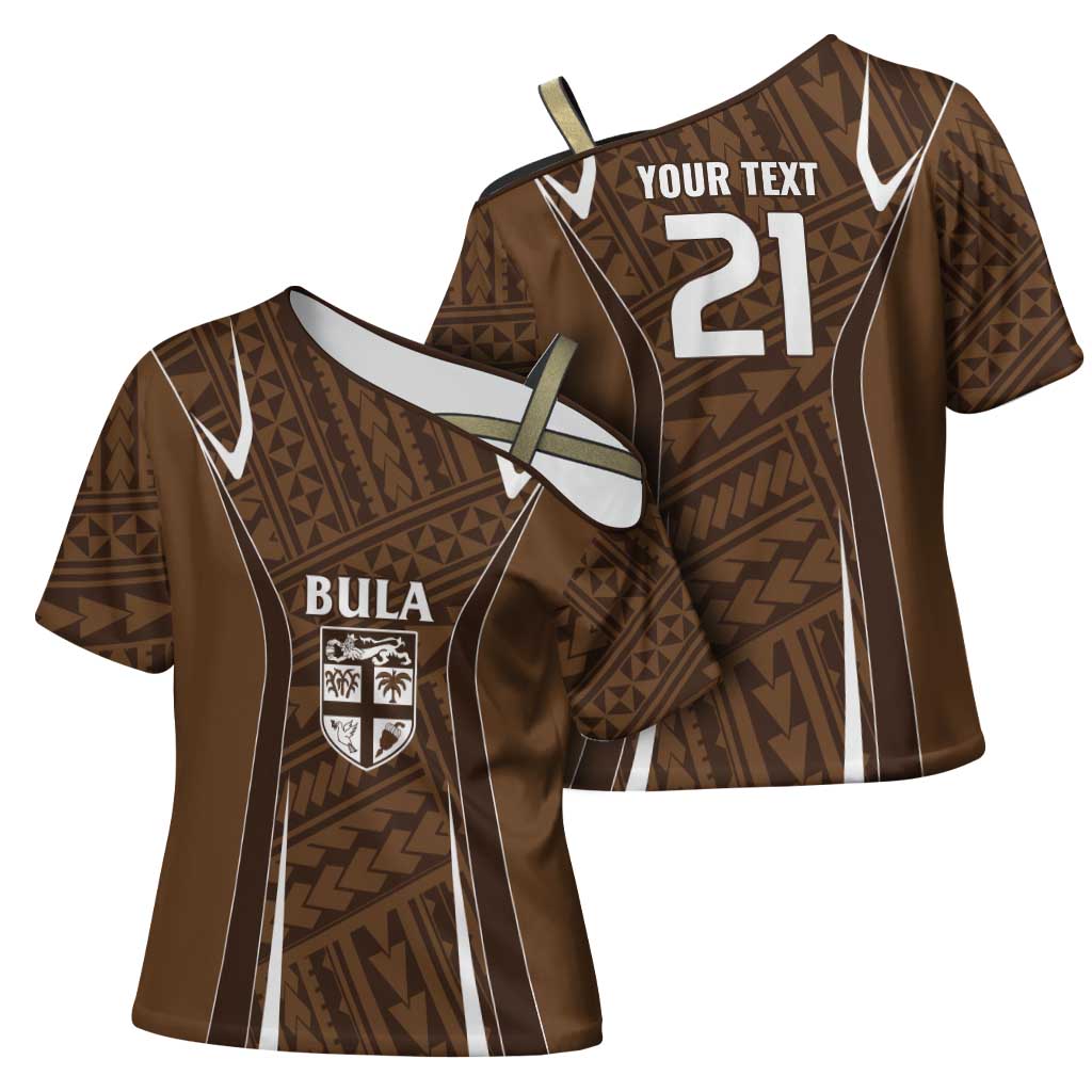 Custom Oceania Football Bula Fiji Cross Shoulder Shirt Polynesian Tribal Pattern