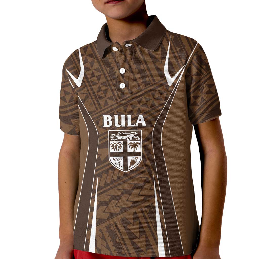 Custom Oceania Football Bula Fiji Kid Polo Shirt Polynesian Tribal Pattern LT9 Kid Brown - Polynesian Pride