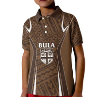Custom Oceania Football Bula Fiji Kid Polo Shirt Polynesian Tribal Pattern LT9 Kid Brown - Polynesian Pride