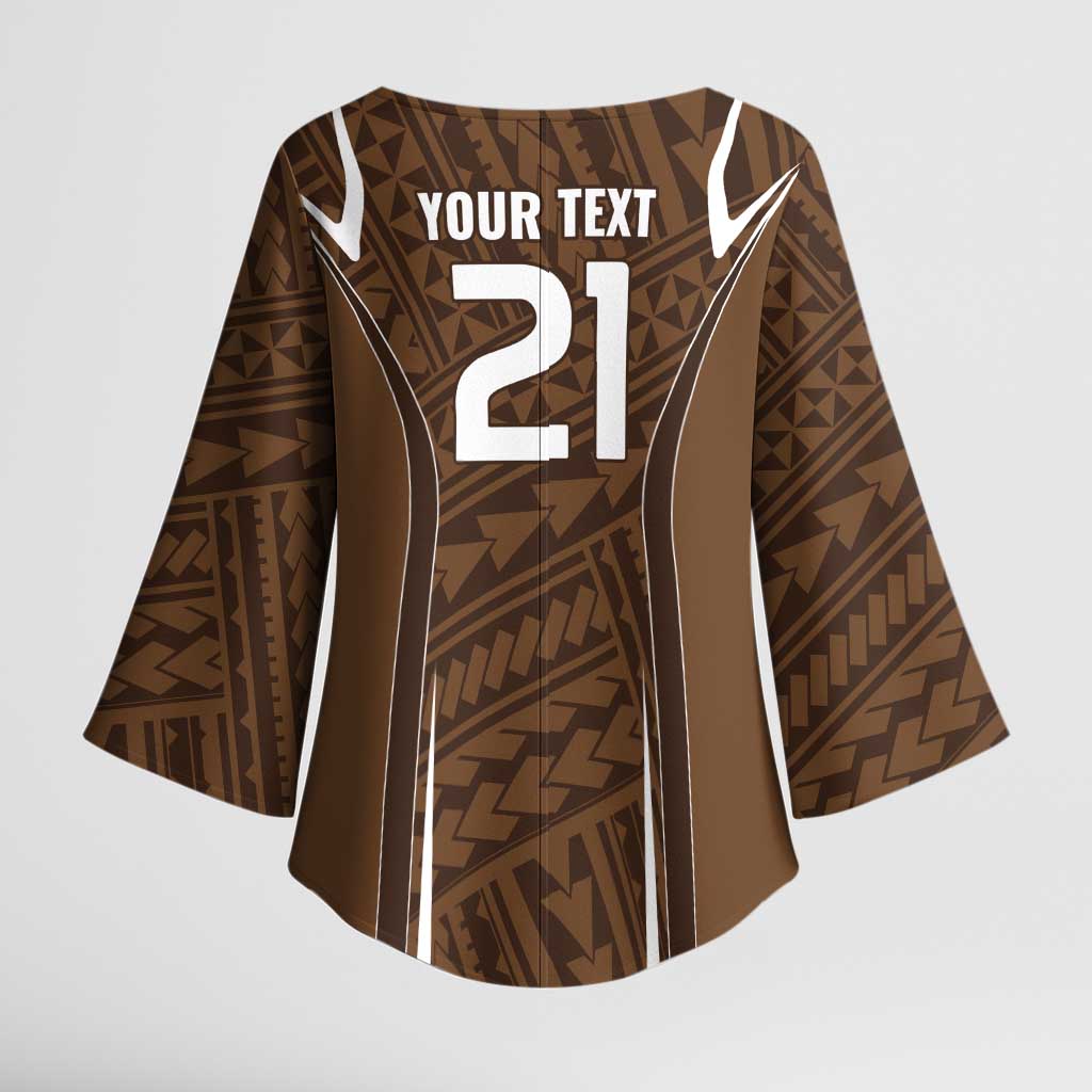 Custom Oceania Football Bula Fiji Kimono Sleeve Blouse Polynesian Tribal Pattern