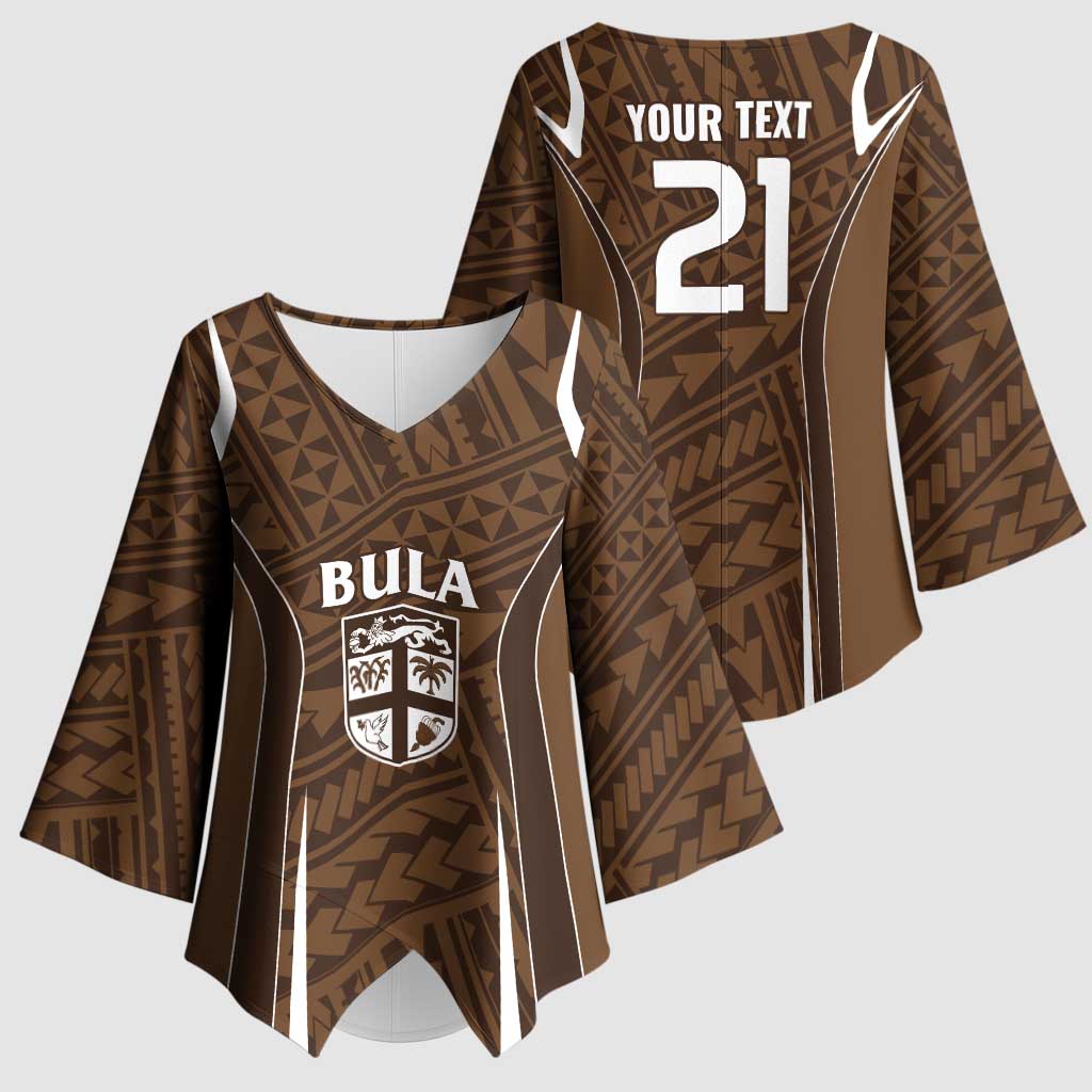 Custom Oceania Football Bula Fiji Kimono Sleeve Blouse Polynesian Tribal Pattern