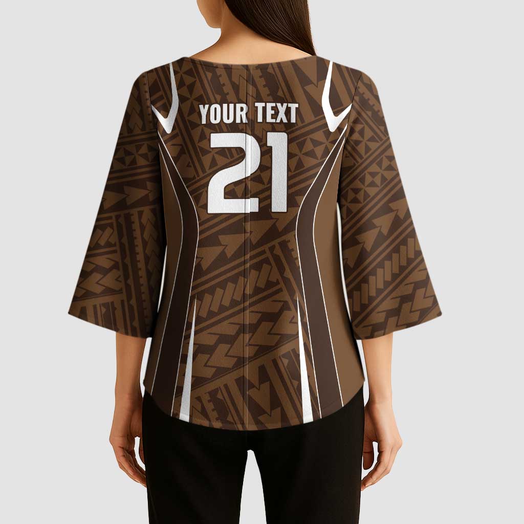 Custom Oceania Football Bula Fiji Kimono Sleeve Blouse Polynesian Tribal Pattern