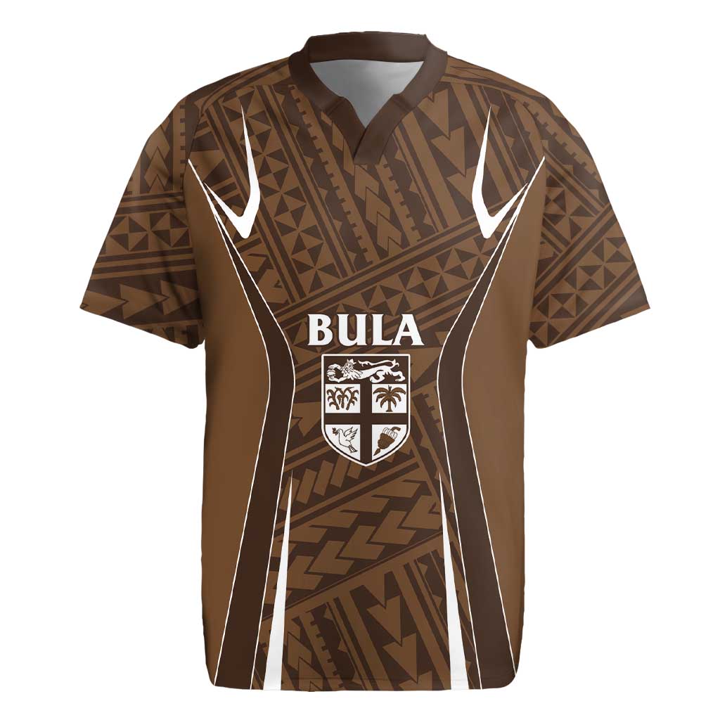 Custom Oceania Football Bula Fiji Rugby Jersey Polynesian Tribal Pattern LT9 Brown - Polynesian Pride