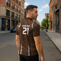 Custom Oceania Football Bula Fiji Zipper Polo Shirt Polynesian Tribal Pattern