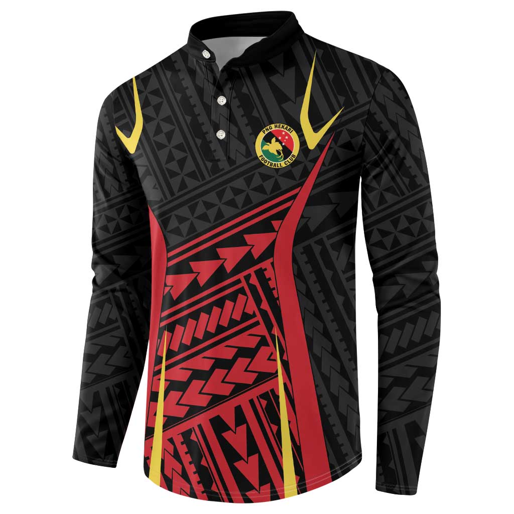 Custom Oceania Football Papua New Guinea Button Sweatshirt Polynesian Tribal Pattern