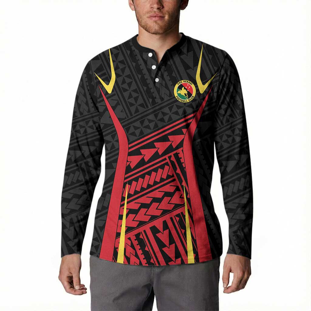 Custom Oceania Football Papua New Guinea Button Sweatshirt Polynesian Tribal Pattern
