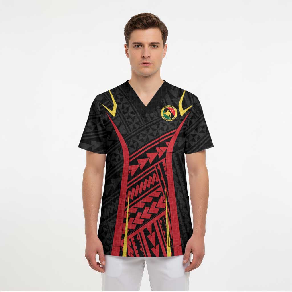 Custom Oceania Football Papua New Guinea Scrub Top Polynesian Tribal Pattern LT9 - Polynesian Pride