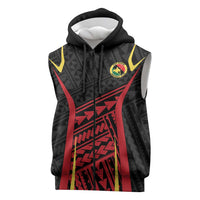 Custom Oceania Football Papua New Guinea Sleeveless Zip Hoodie Polynesian Tribal Pattern