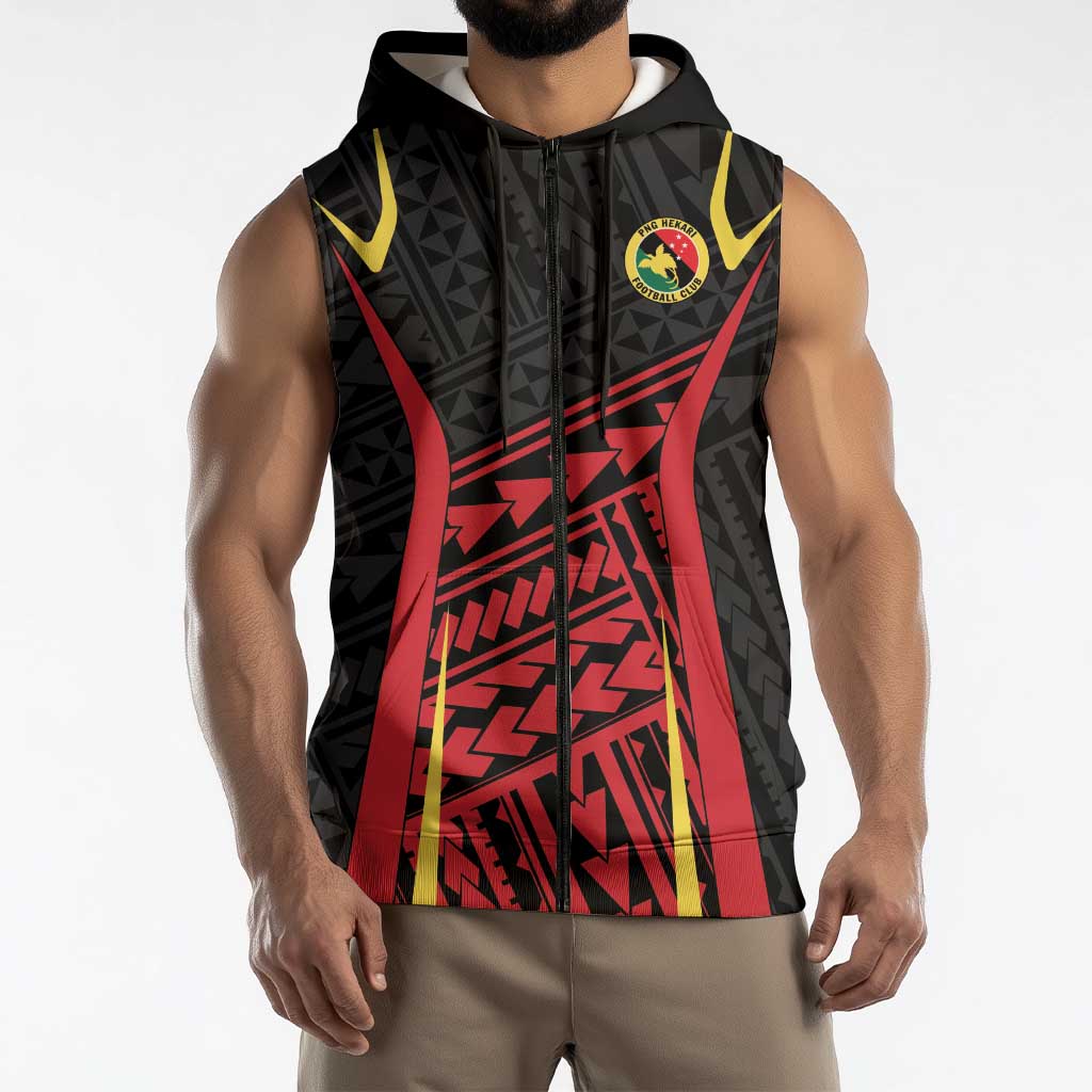 Custom Oceania Football Papua New Guinea Sleeveless Zip Hoodie Polynesian Tribal Pattern
