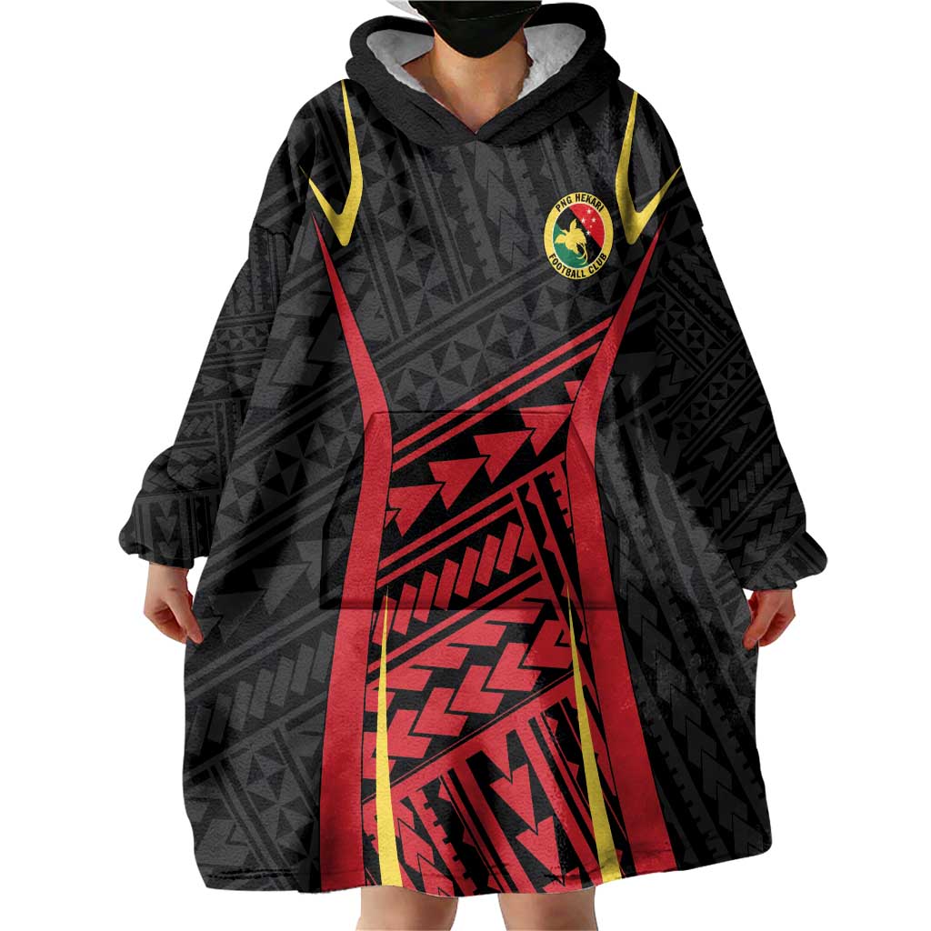 Custom Oceania Football Papua New Guinea Wearable Blanket Hoodie Polynesian Tribal Pattern