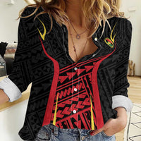 Custom Oceania Football Papua New Guinea Women Casual Shirt Polynesian Tribal Pattern LT9 Female Red - Polynesian Pride