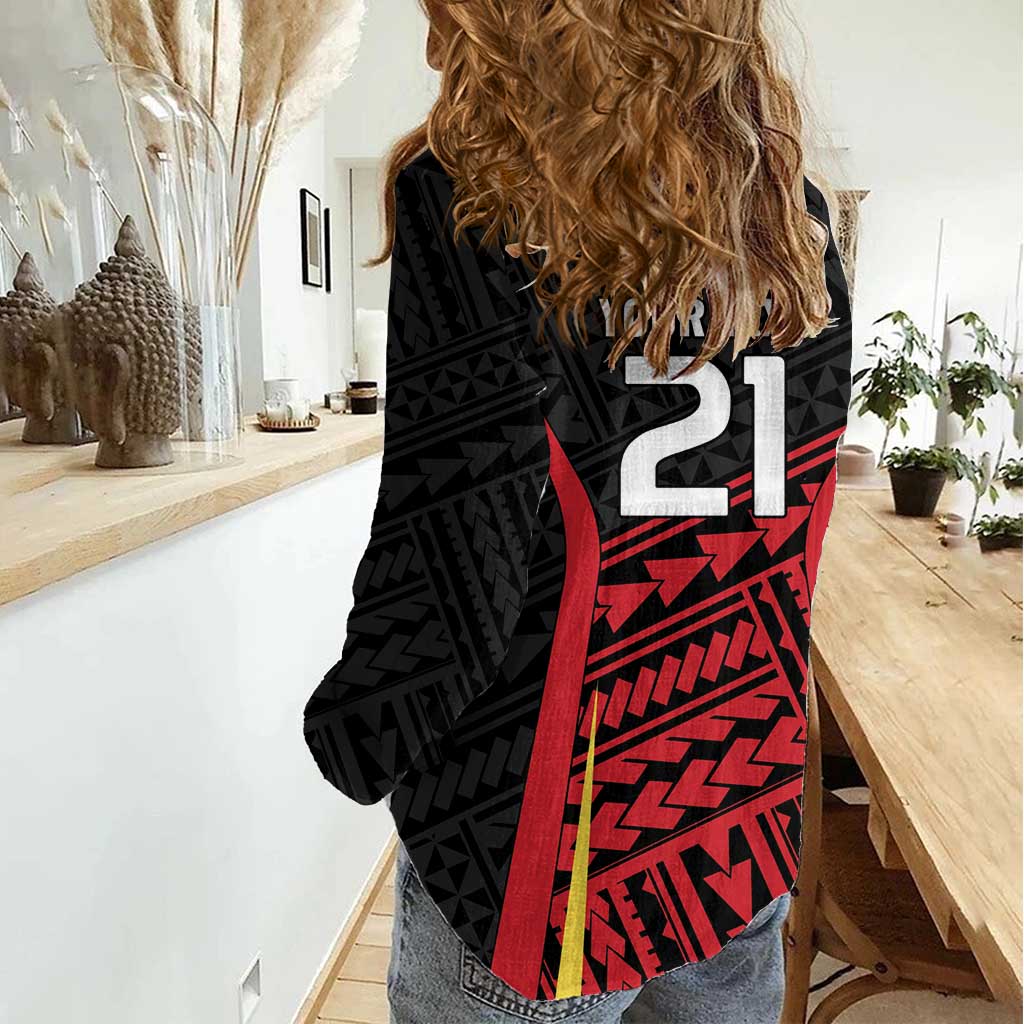 Custom Oceania Football Papua New Guinea Women Casual Shirt Polynesian Tribal Pattern LT9 - Polynesian Pride