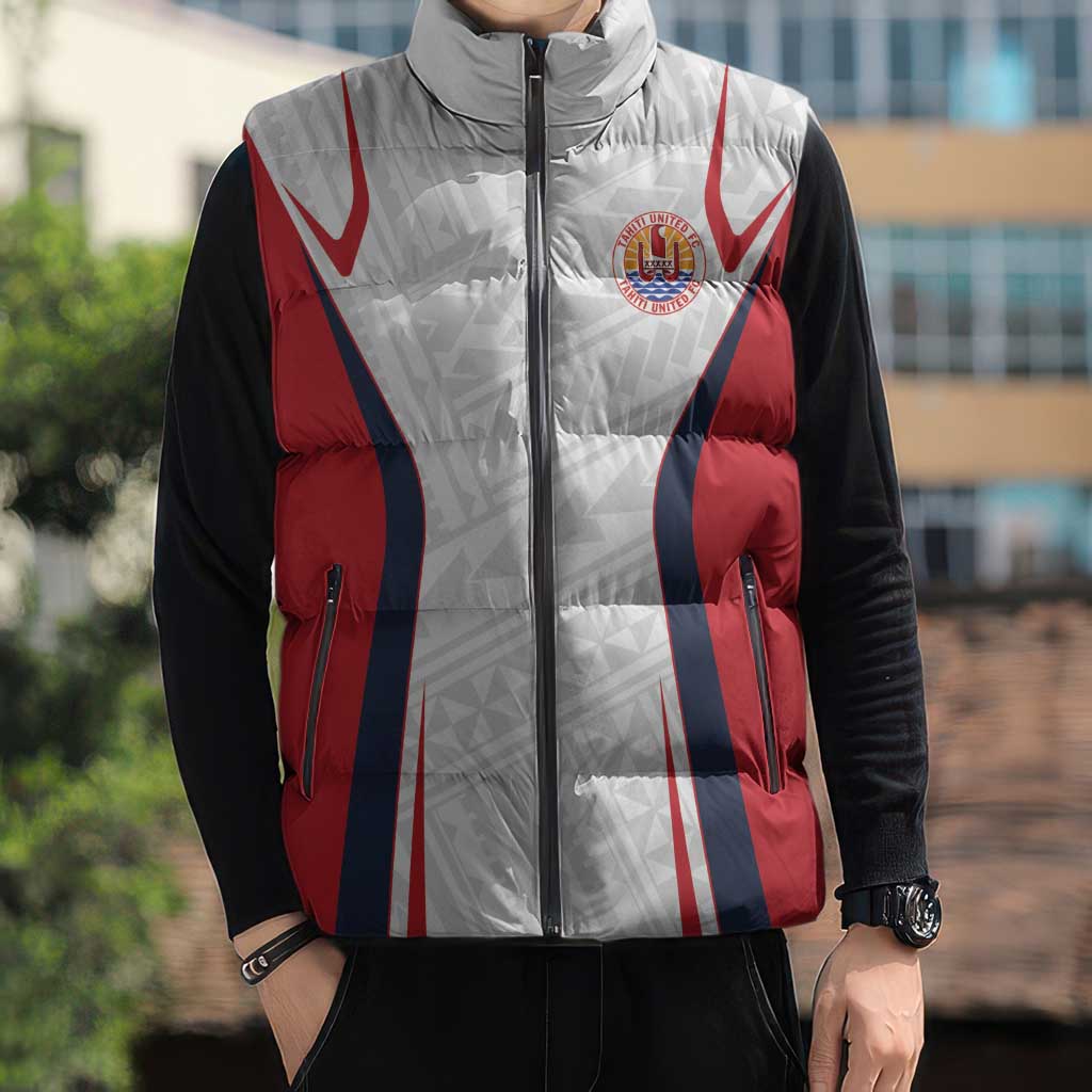 Custom Oceania Football Tahiti Sleeveless Puffer Jacket Polynesian Tribal Pattern
