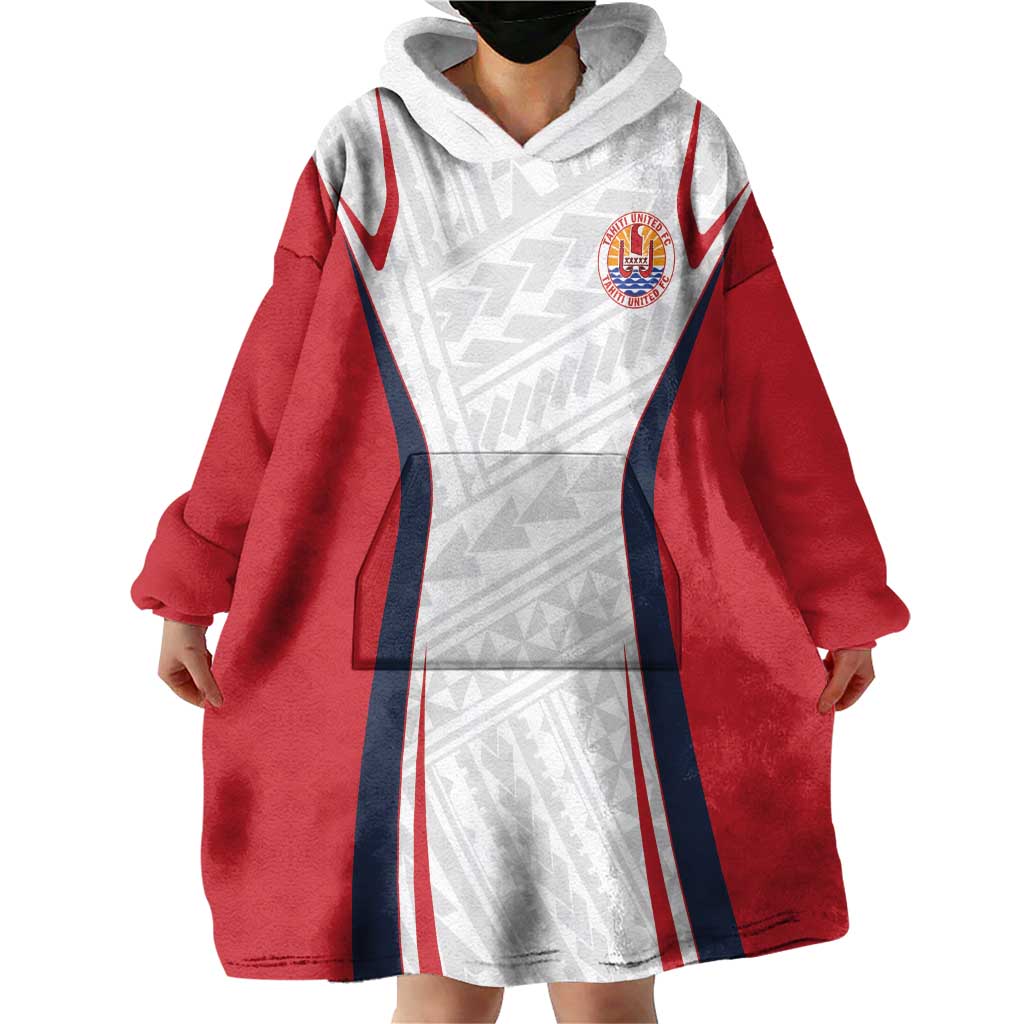 Custom Oceania Football Tahiti Wearable Blanket Hoodie Polynesian Tribal Pattern