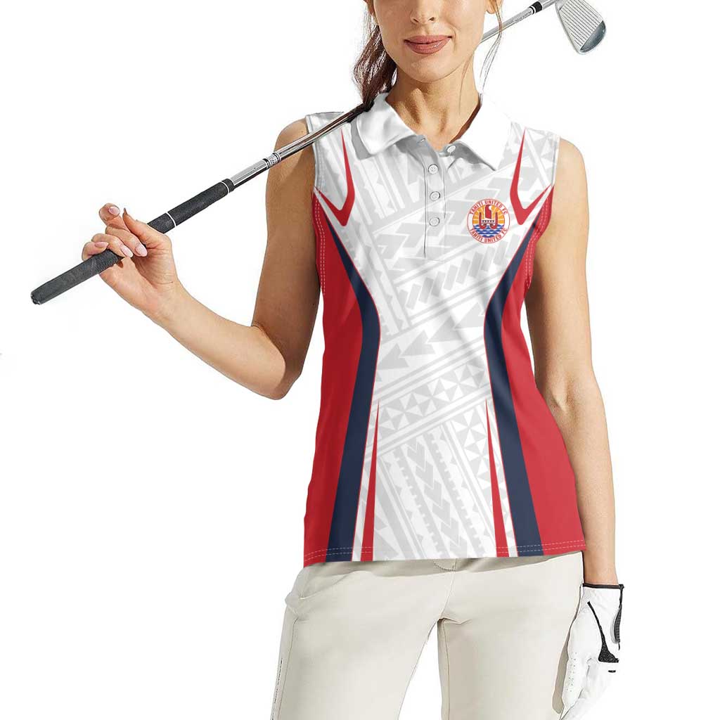 Custom Oceania Football Tahiti Women Sleeveless Polo Shirt Polynesian Tribal Pattern