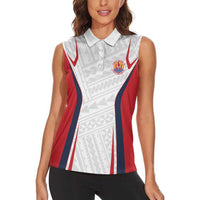 Custom Oceania Football Tahiti Women Sleeveless Polo Shirt Polynesian Tribal Pattern