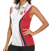 Custom Oceania Football Tahiti Women Sleeveless Polo Shirt Polynesian Tribal Pattern