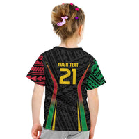 Custom Oceania Football Vanuatu Kid T Shirt Polynesian Tribal Pattern