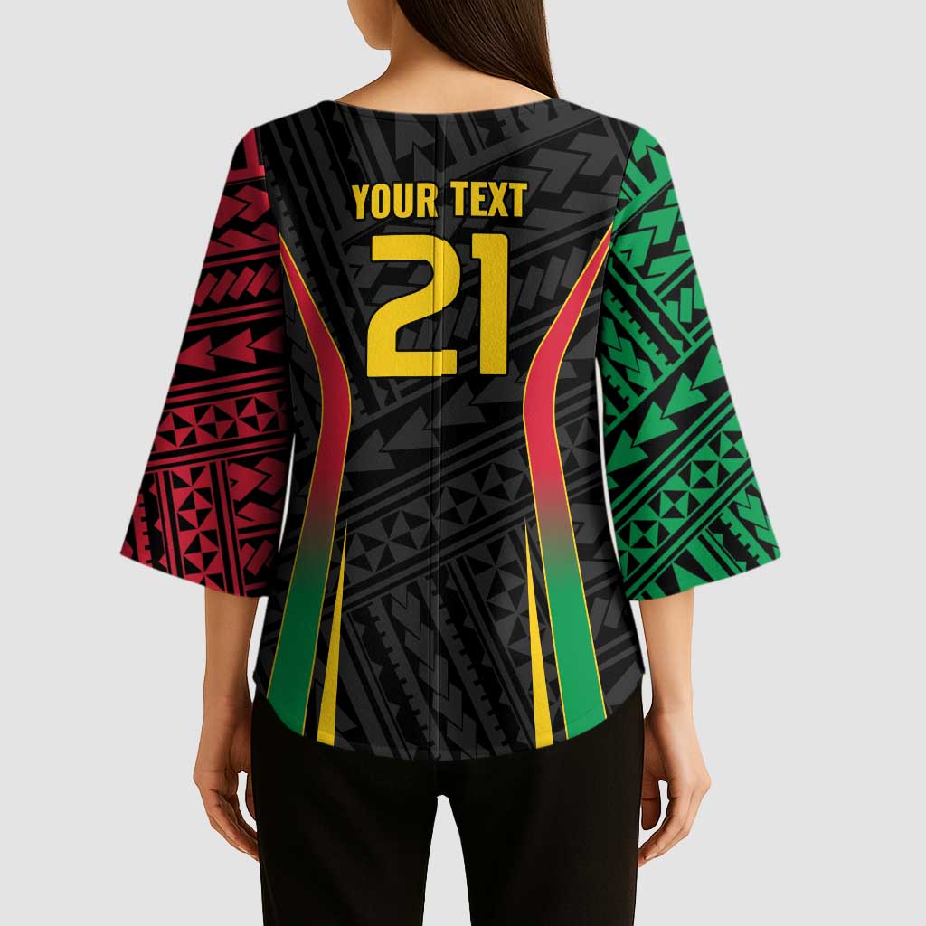 Custom Oceania Football Vanuatu Kimono Sleeve Blouse Polynesian Tribal Pattern