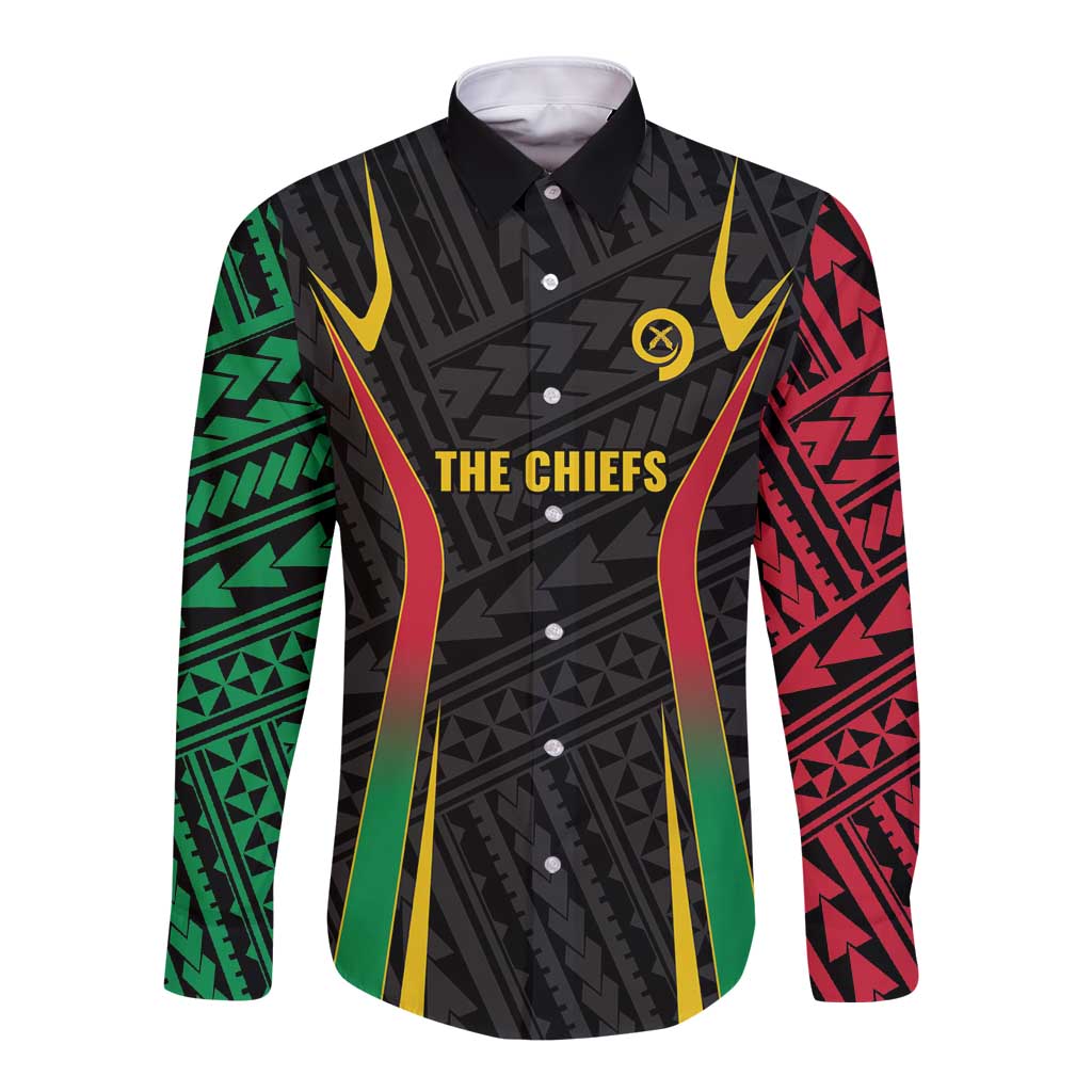 Custom Oceania Football Vanuatu Long Sleeve Button Shirt Polynesian Tribal Pattern