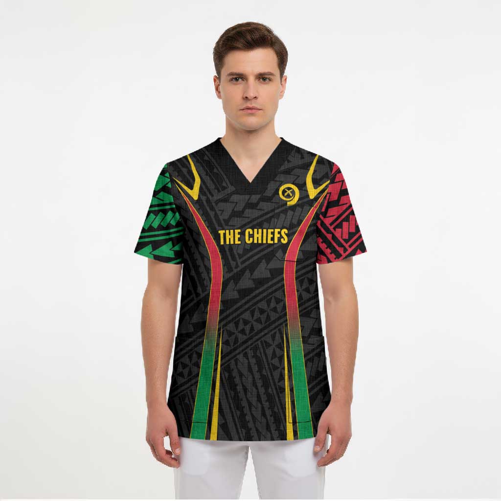 Custom Oceania Football Vanuatu Scrub Top Polynesian Tribal Pattern