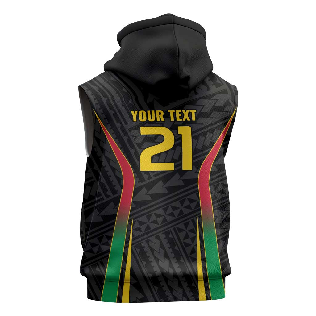 Custom Oceania Football Vanuatu Sleeveless Hoodie Polynesian Tribal Pattern