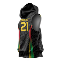 Custom Oceania Football Vanuatu Sleeveless Hoodie Polynesian Tribal Pattern