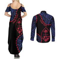 Personalized Guam 80th Anniversary Liberation Day Couples Matching Summer Maxi Dress and Long Sleeve Button Shirt Guahan Basic Seal