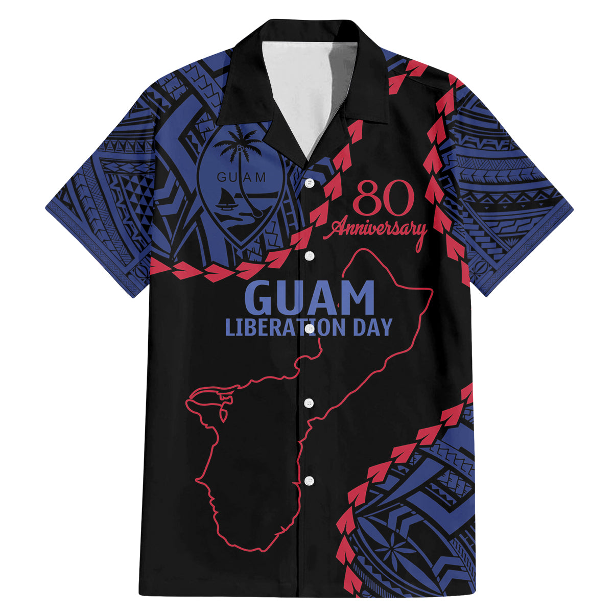 Personalized Guam 80th Anniversary Liberation Day Family Matching Mermaid Dress and Hawaiian Shirt Guahan Basic Seal