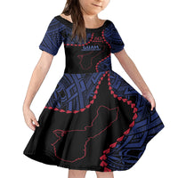 Personalized Guam 80th Anniversary Liberation Day Family Matching Tank Maxi Dress and Hawaiian Shirt Guahan Basic Seal LT9 Daughter's Dress Black - Polynesian Pride