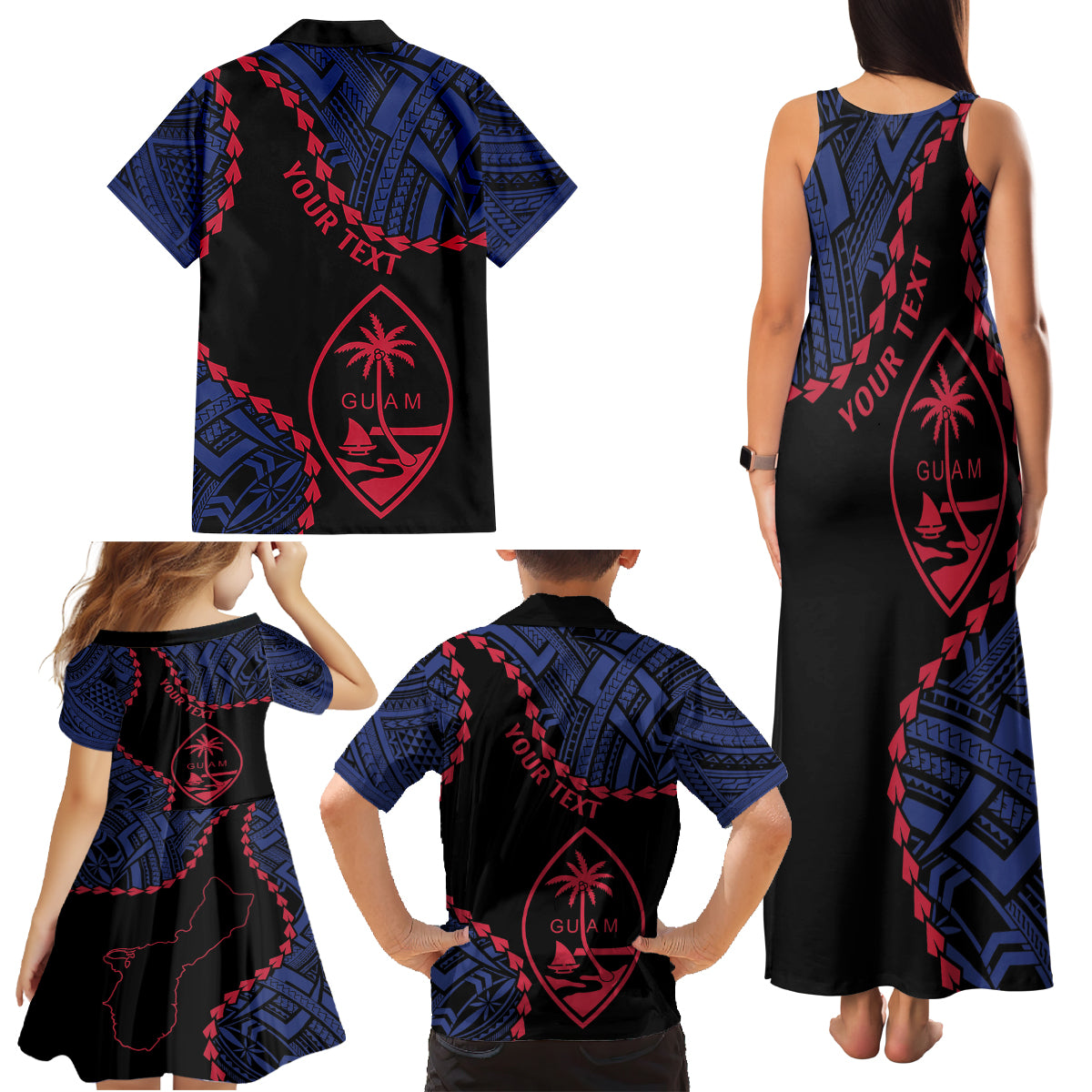 Personalized Guam 80th Anniversary Liberation Day Family Matching Tank Maxi Dress and Hawaiian Shirt Guahan Basic Seal LT9 - Polynesian Pride