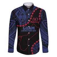 Personalized Guam 80th Anniversary Liberation Day Family Matching Tank Maxi Dress and Hawaiian Shirt Guahan Basic Seal LT9 Dad's Shirt - Long Sleeve Black - Polynesian Pride