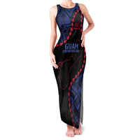 Personalized Guam 80th Anniversary Liberation Day Family Matching Tank Maxi Dress and Hawaiian Shirt Guahan Basic Seal LT9 Mom's Dress Black - Polynesian Pride