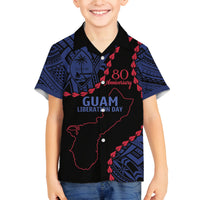 Personalized Guam 80th Anniversary Liberation Day Family Matching Tank Maxi Dress and Hawaiian Shirt Guahan Basic Seal LT9 Son's Shirt Black - Polynesian Pride