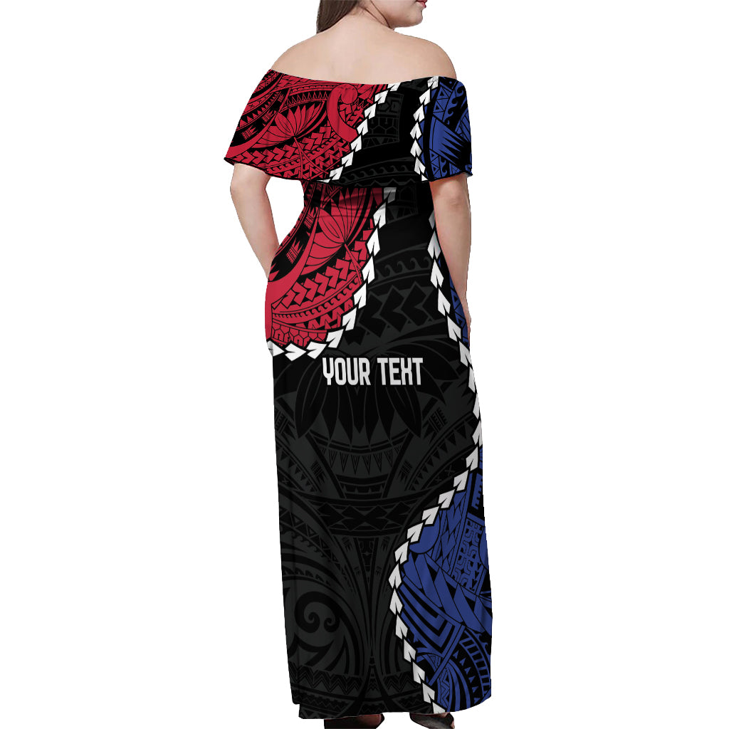 Personalized Guam 80th Anniversary Liberation Day Off Shoulder Maxi Dress Tano I Man Chamoru Since 1944