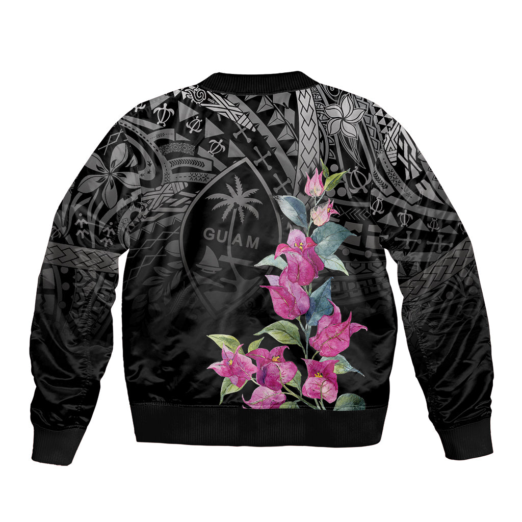 Guahan Puti Tai Nobiu Bomber Jacket Guam Bougainvillea Flower Art