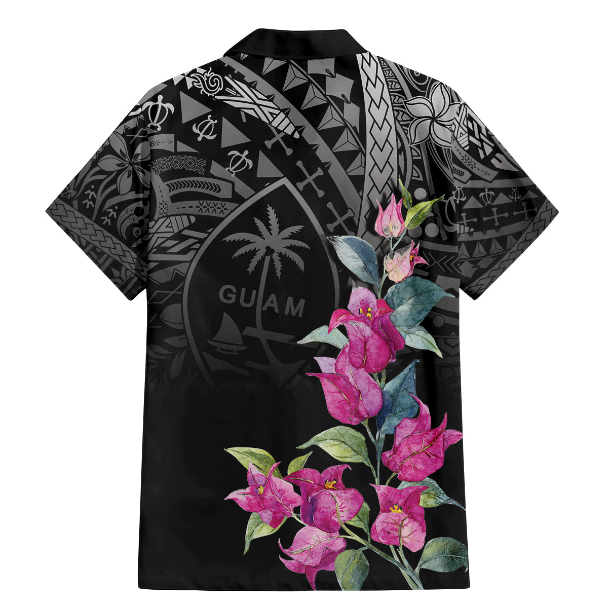 Guahan Puti Tai Nobiu Family Matching Mermaid Dress and Hawaiian Shirt Guam Bougainvillea Flower Art