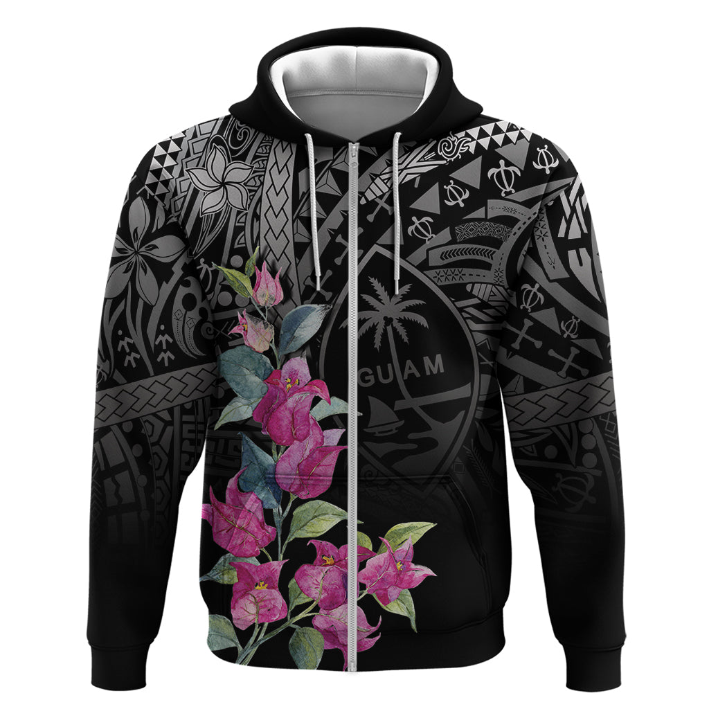 Guahan Puti Tai Nobiu Zip Hoodie Guam Bougainvillea Flower Art
