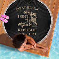 Personalized Haiti First Black Republic Beach Blanket Negre Marron With Map And Flag