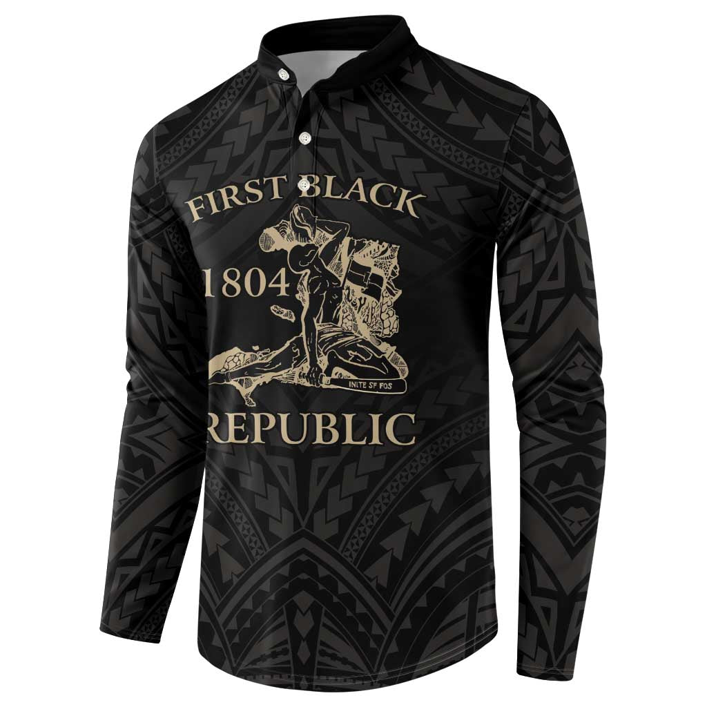 Personalized Haiti First Black Republic Button Sweatshirt Negre Marron With Map And Flag