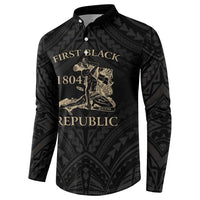 Personalized Haiti First Black Republic Button Sweatshirt Negre Marron With Map And Flag
