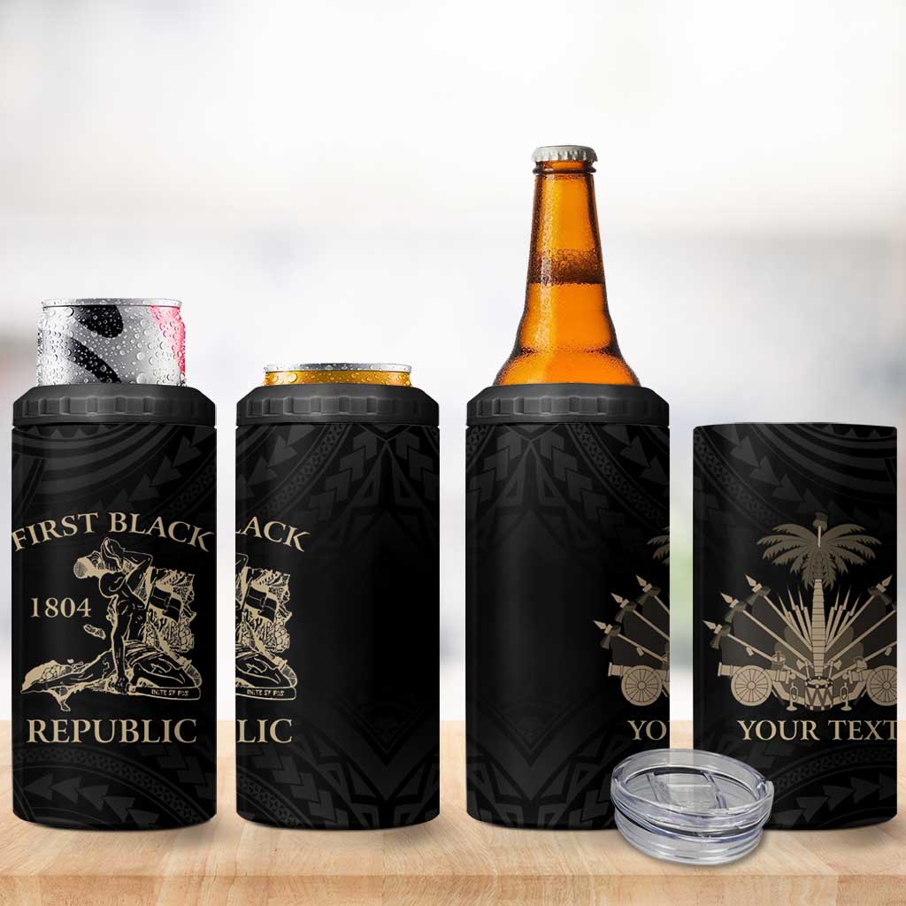 Personalized Haiti First Black Republic 4 in 1 Can Cooler Tumbler Negre Marron With Map And Flag