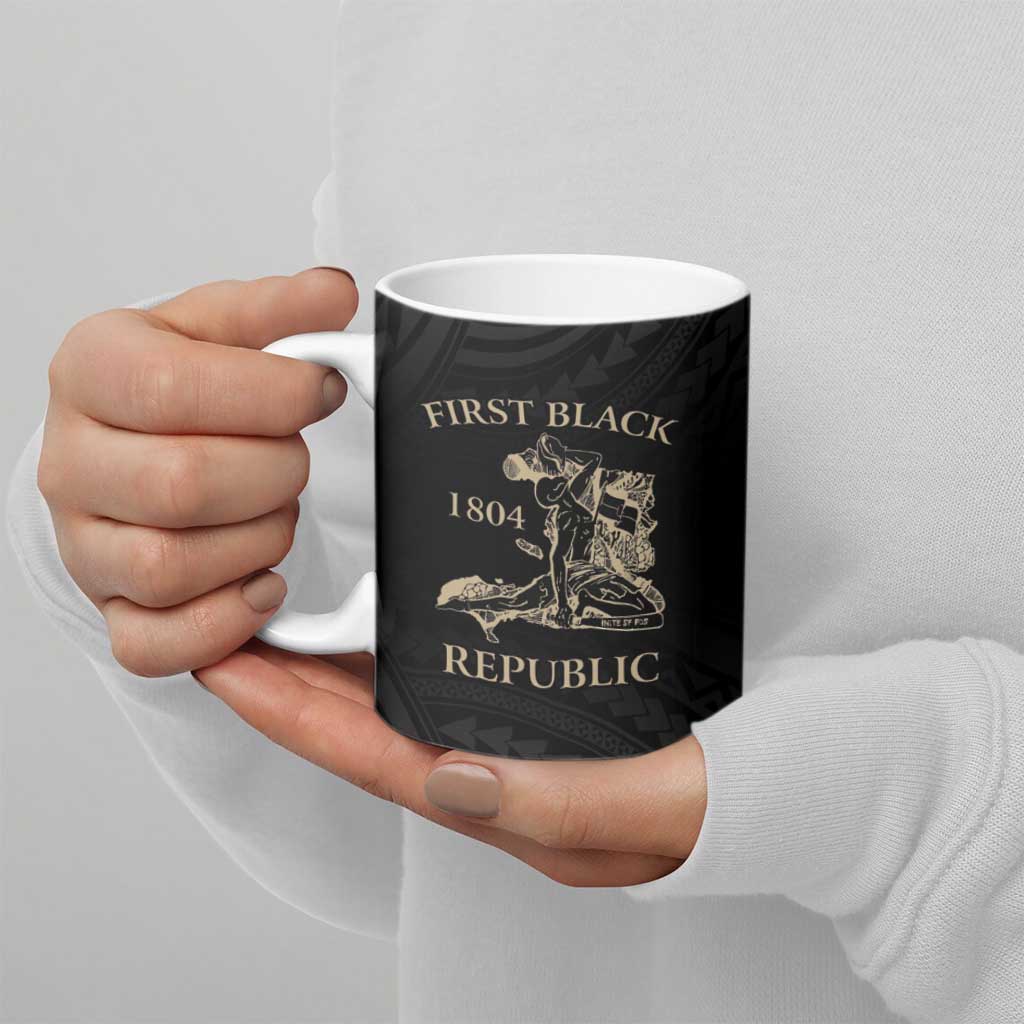 Personalized Haiti First Black Republic Ceramic Mug Negre Marron With Map And Flag - Polynesian Pride