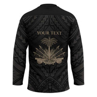 Personalized Haiti First Black Republic Hockey Jersey Negre Marron With Map And Flag - Polynesian Pride