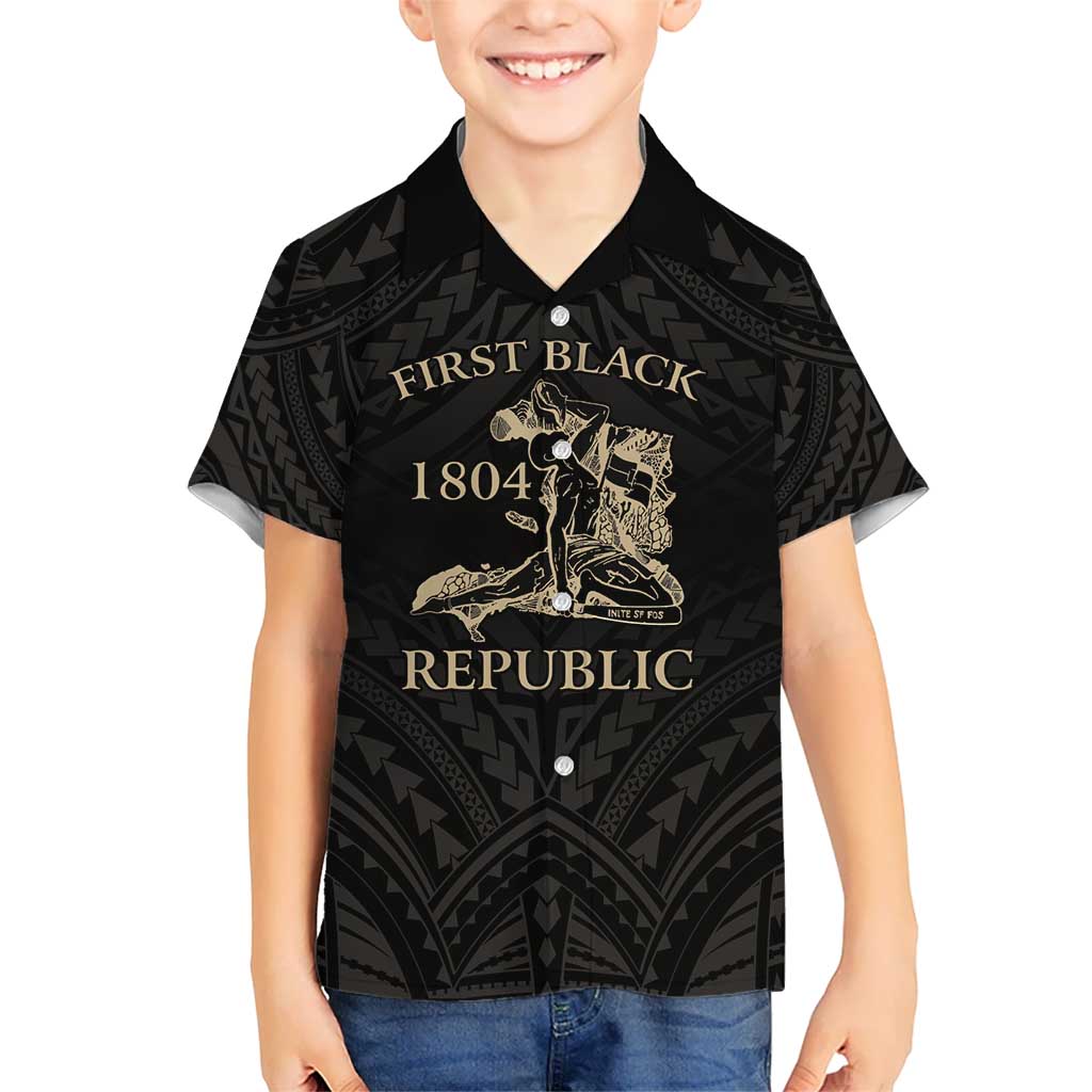 Personalized Haiti First Black Republic Kid Hawaiian Shirt Negre Marron With Map And Flag LT9 Kid Black - Polynesian Pride