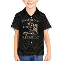 Personalized Haiti First Black Republic Kid Hawaiian Shirt Negre Marron With Map And Flag LT9 Kid Black - Polynesian Pride