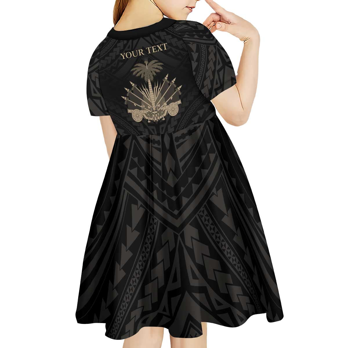Personalized Haiti First Black Republic Kid Short Sleeve Dress Negre Marron With Map And Flag