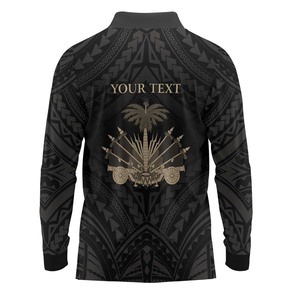 Personalized Haiti First Black Republic Long Sleeve Polo Shirt Negre Marron With Map And Flag LT9 - Polynesian Pride