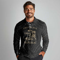 Personalized Haiti First Black Republic Long Sleeve Polo Shirt Negre Marron With Map And Flag LT9 - Polynesian Pride