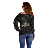 Personalized Haiti First Black Republic Off Shoulder Sweater Negre Marron With Map And Flag